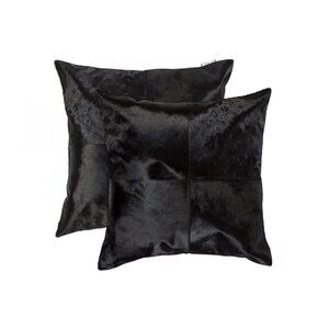 Natural Home Decor Torino Cowhide Pillow | 2-Piece | Black | 18"x18"